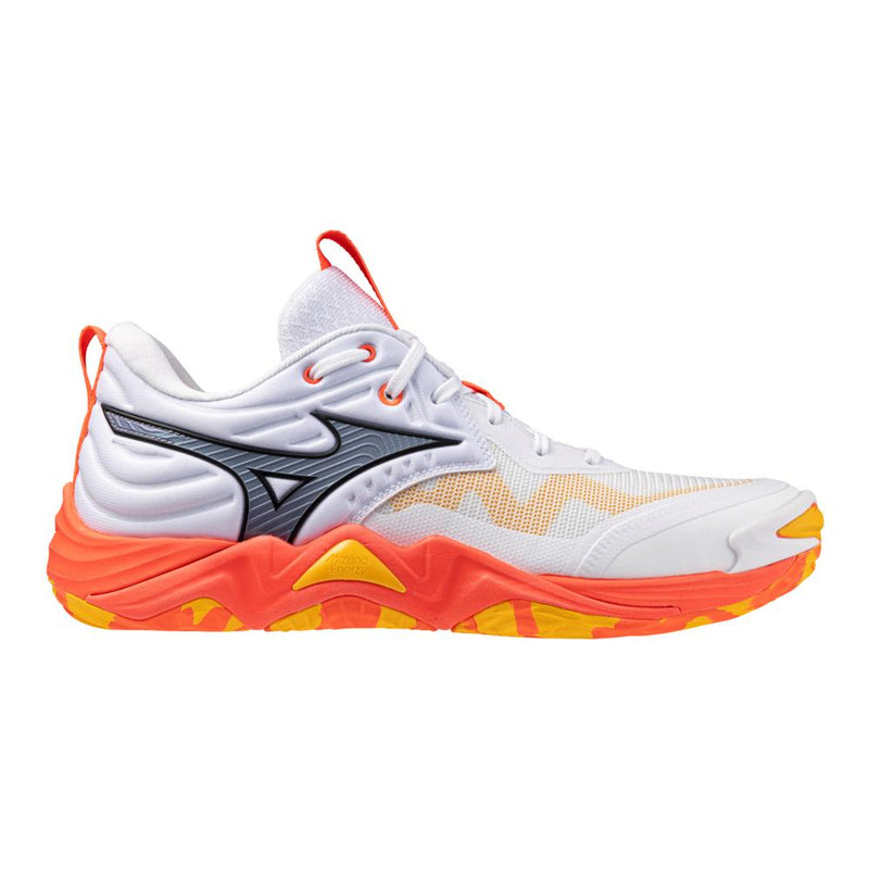 Mizuno Senior Wave Momentum Elite Volleyball Shoes white fiery coral pink orange