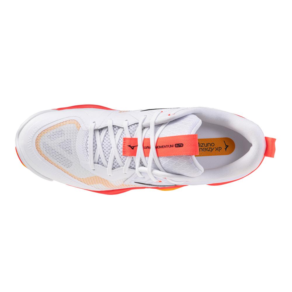 Mizuno Senior Wave Momentum Elite Volleyball Shoes white fiery coral pink orange