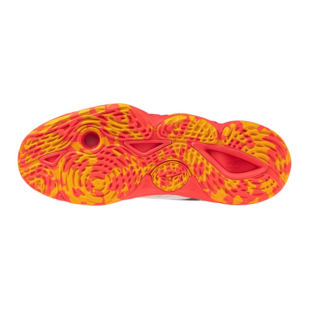 Mizuno Senior Wave Momentum Elite Volleyball Shoes white fiery coral pink orange