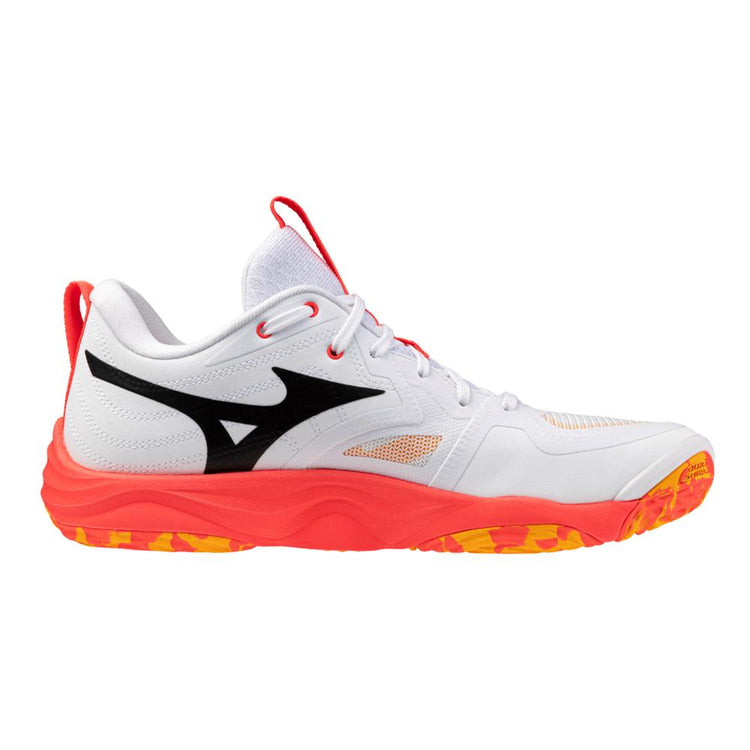 Mizuno Senior Wave Momentum Elite Volleyball Shoes white fiery coral pink orange