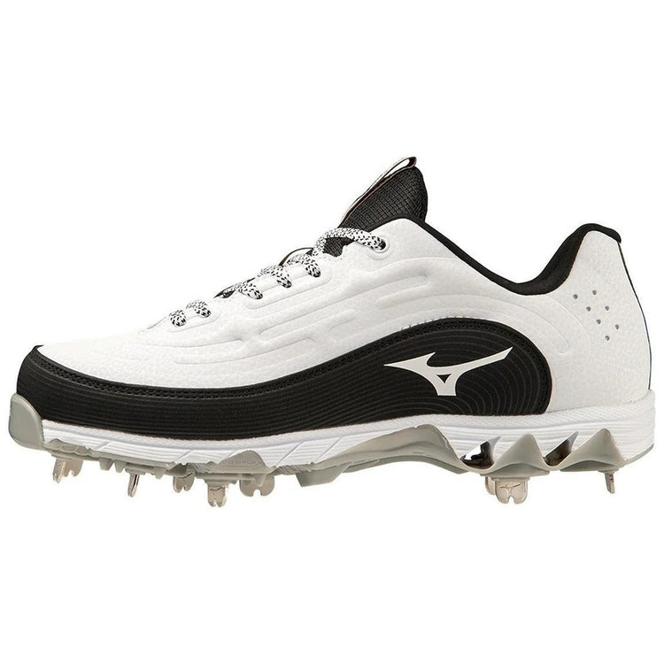Mizuno Women's 9-Spike Swift 8 Low Metal Softball Cleats white/ black
