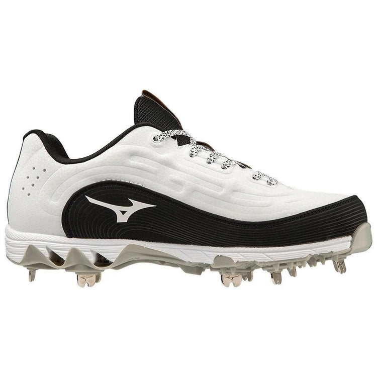 Mizuno Women's 9-Spike Swift 8 Low Metal Softball Cleats white/ black
