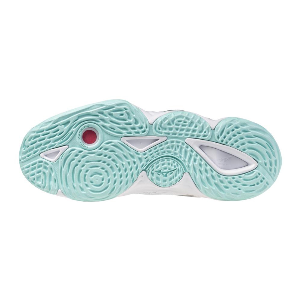 Mizuno Women's Wave Momentum 4 Elite Volleyball Shoes White blue tint