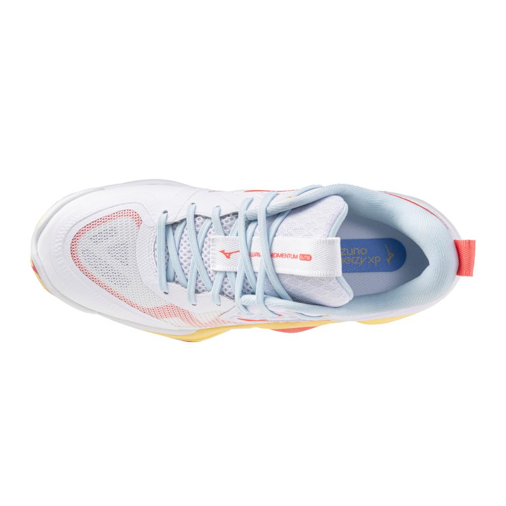 Mizuno Women's Wave Momentum 4 Elite Volleyball Shoes White Calypso Coral