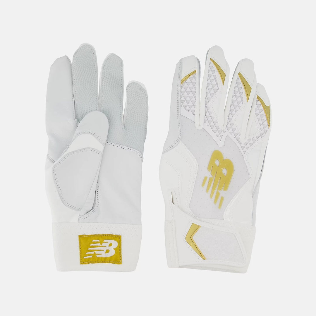 New Balance Senior Batting Gloves white/gold