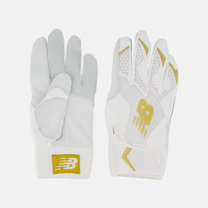 New Balance Senior Batting Gloves white/gold