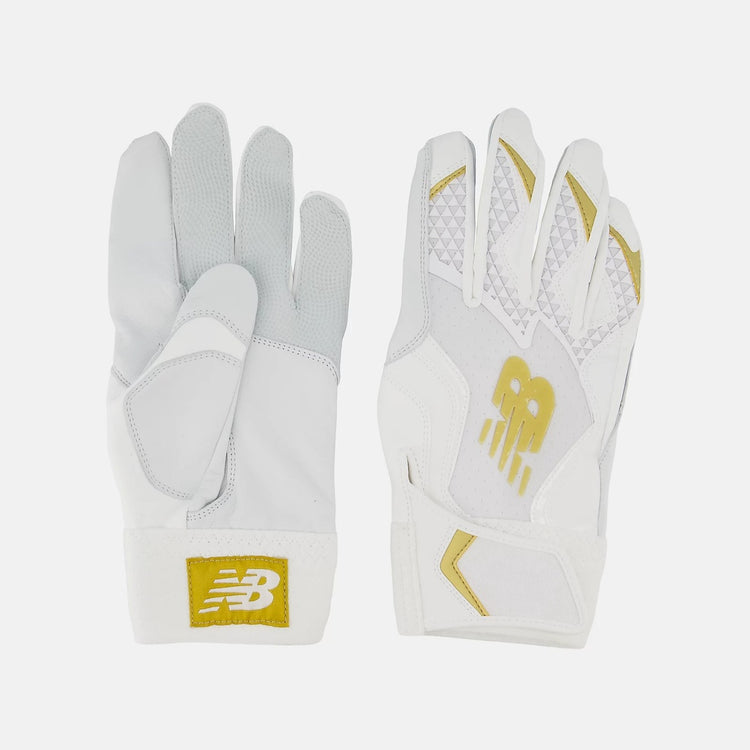 New Balance Senior Batting Gloves white/gold