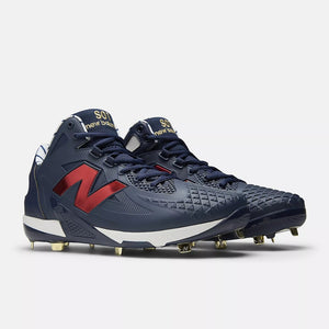 New Balance Senior FuelCell Ohtani V1 Mid Metal Baseball Cleats navy blue/ red logo