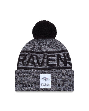 New Era Men's NFL Baltimore Ravens Sideline '25 Sport Pom Knit Toque black grey