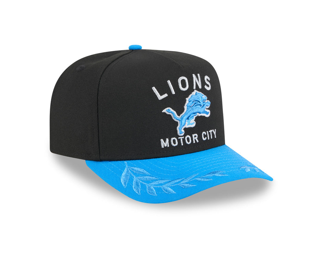 New Era Men's NFL Detroit Lions 9FIFTY A-Frame Draft Hat 2025 Black sky Blue