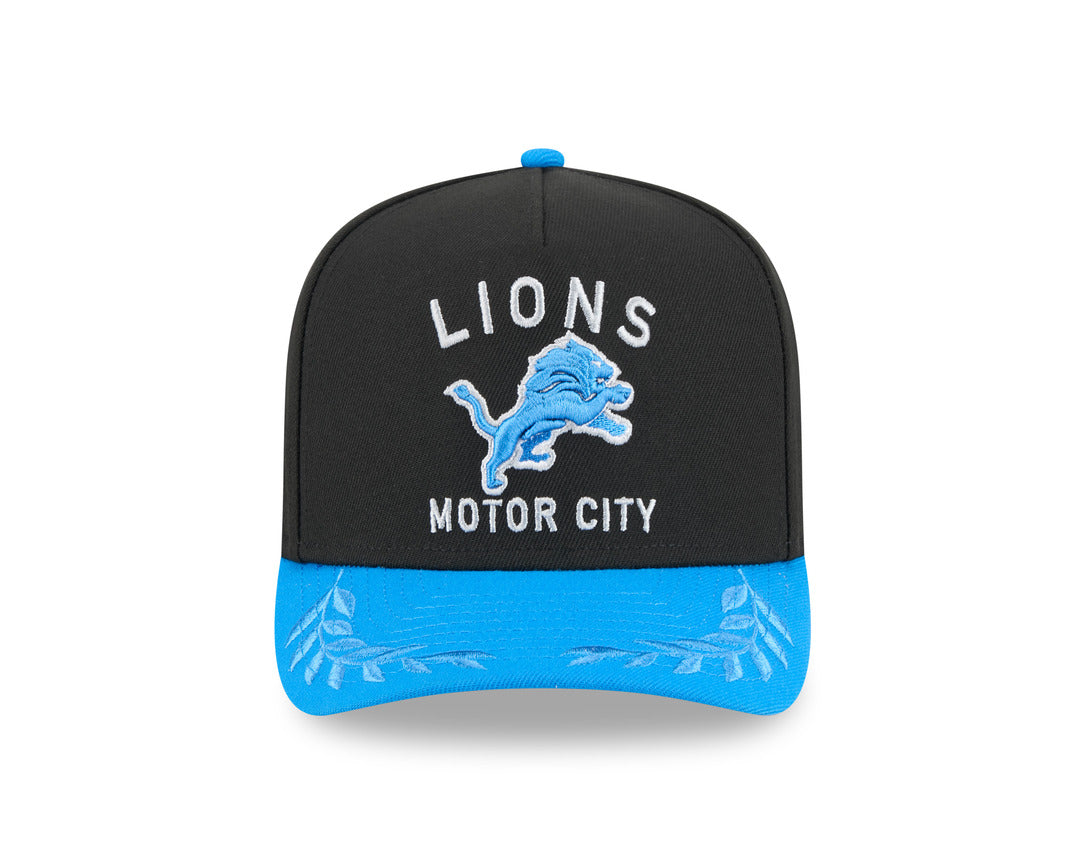 New Era Men's NFL Detroit Lions 9FIFTY A-Frame Draft Hat 2025 Black sky Blue