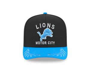 New Era Men's NFL Detroit Lions 9FIFTY A-Frame Draft Hat 2025 Black sky Blue