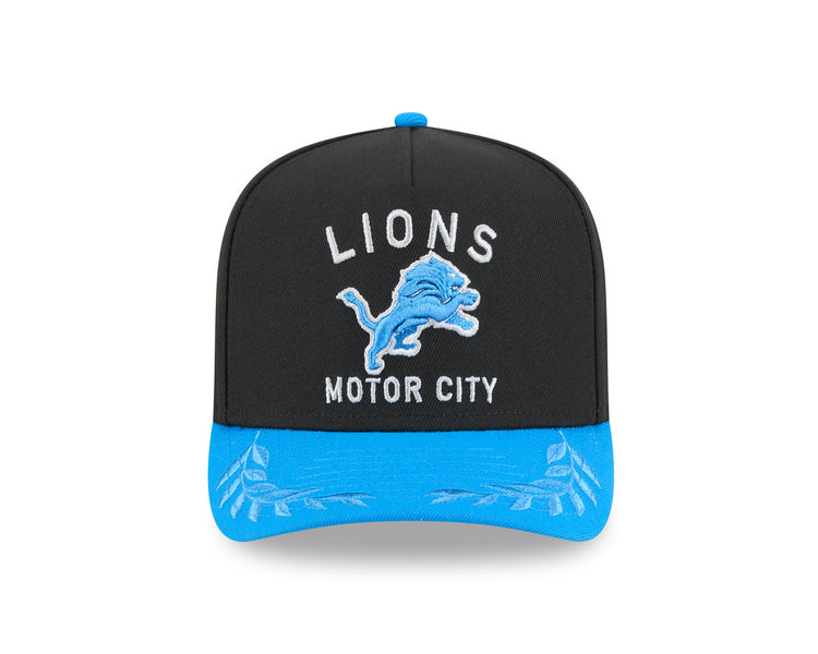 New Era Men's NFL Detroit Lions 9FIFTY A-Frame Draft Hat 2025 Black sky Blue