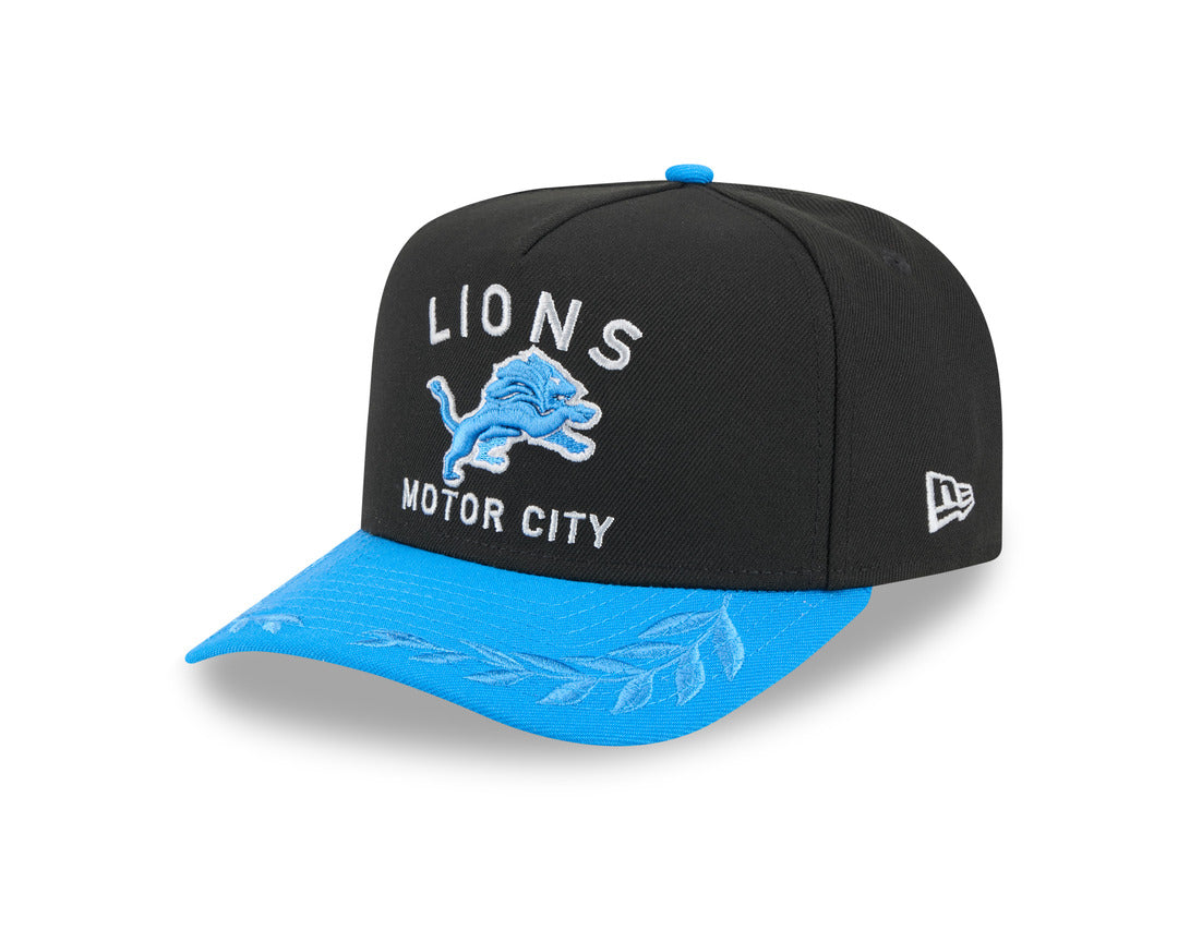 New Era Men's NFL Detroit Lions 9FIFTY A-Frame Draft Hat 2025 Black sky Blue