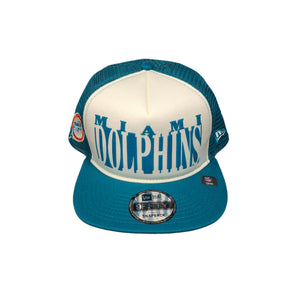 New Era Men's NFL Miami Dolphins '25 950 A-Frame foam Team Cutout Hat White/Aqua teal