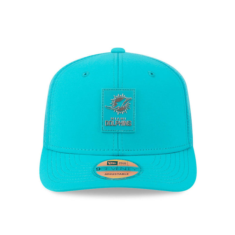 New Era Men's NFL Miami Dolphins Sideline '25 970 Trucker Hat Aqua teal blue