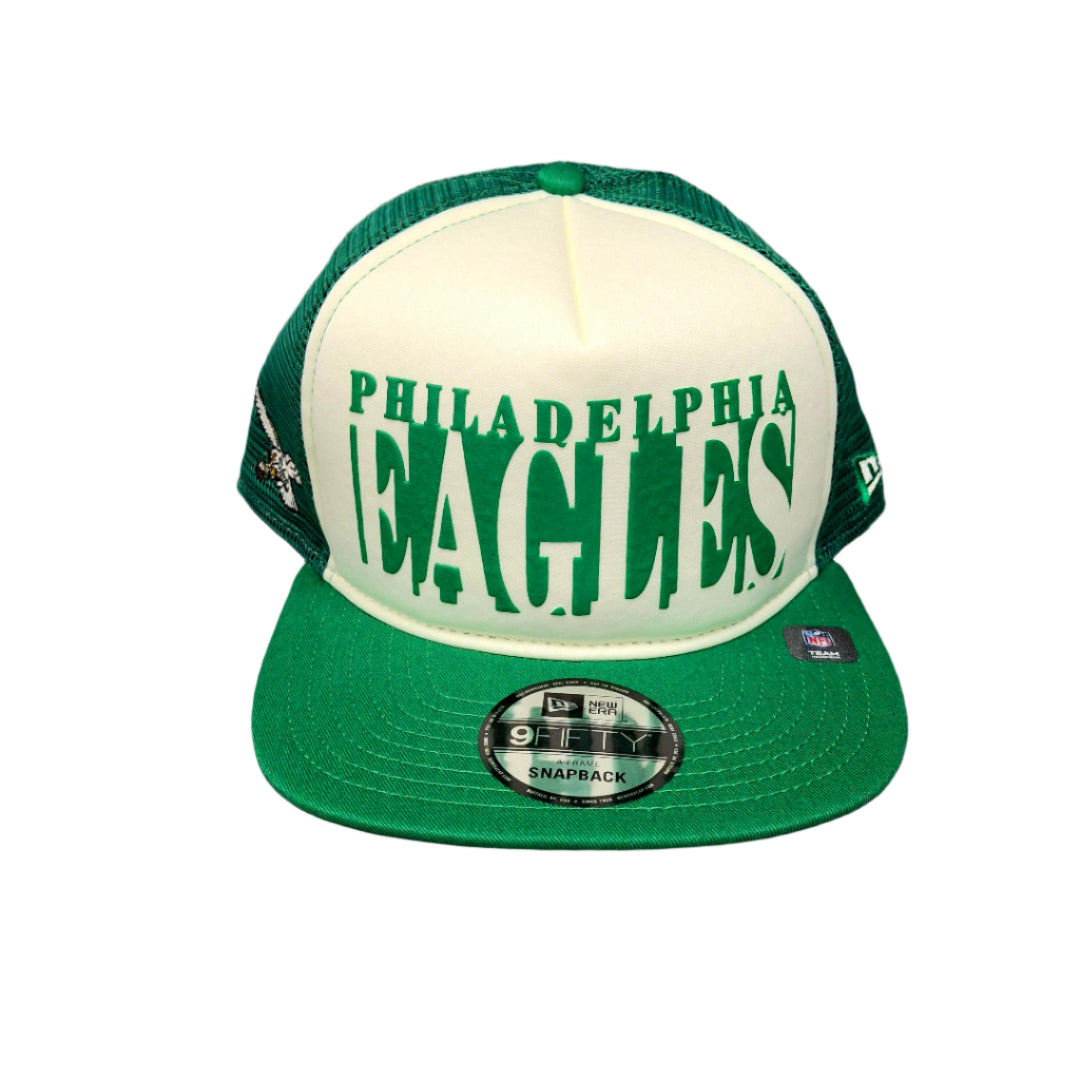 New Era Men's NFL Philadelphia Eagles '25 950 A-Frame Foam Team Cutout Hat White/Green