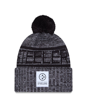 New Era Men's NFL Pittsburgh Steelers Sideline '25 Sport Pom Knit Toque Grey/Black