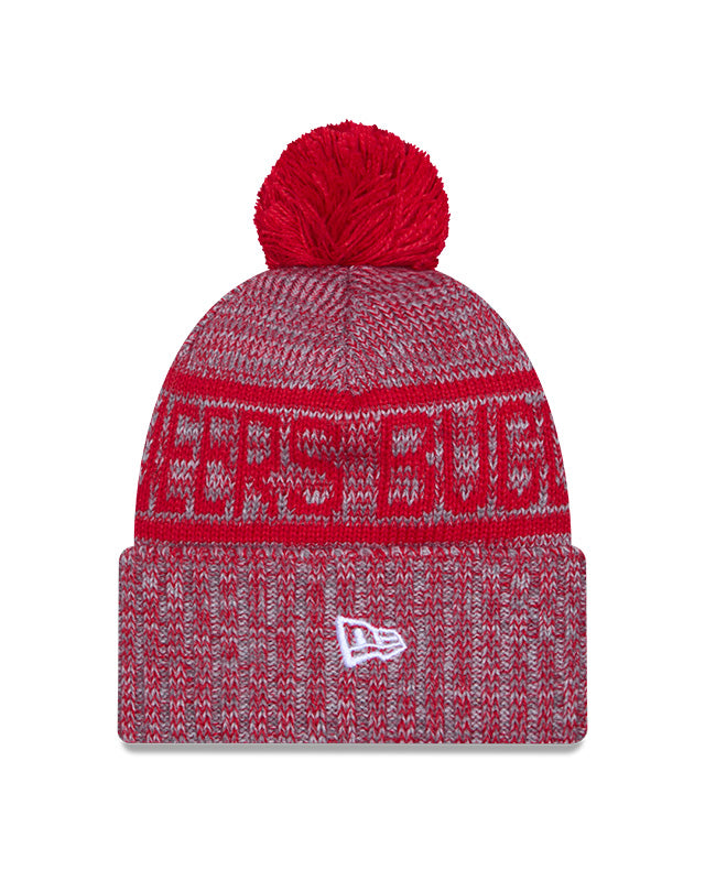 New Era Men's NFL Tampa Bay Buccaneers Sideline '25 Sport Pom Knit Toque Red