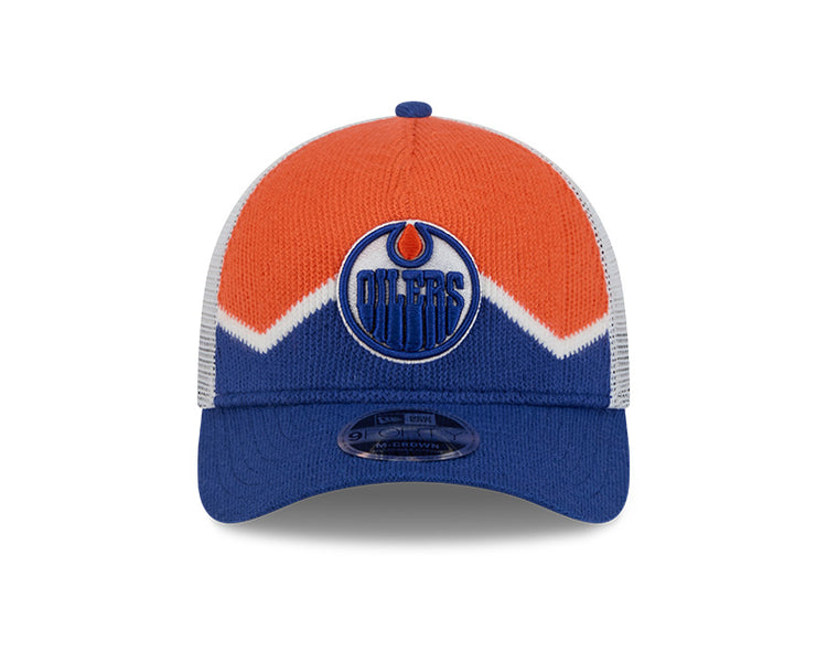New Era Men's NHL Edmonton Oilers 940 M-Crown A-Frame Sock Hat Blue/Orange white