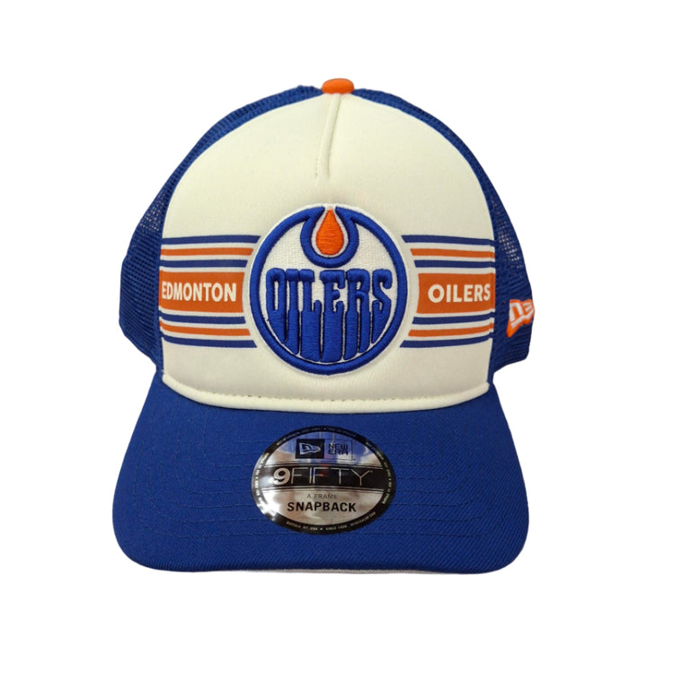 New Era Men's NHL Edmonton Oilers 950 A-Frame Banner Hat White/Blue