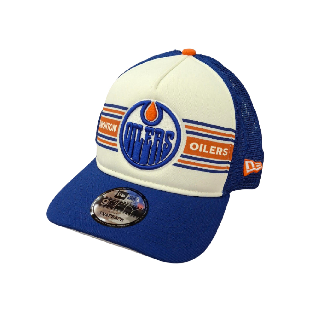 New Era Men's NHL Edmonton Oilers 950 A-Frame Banner Hat White/Blue