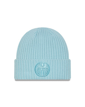 New Era Men's NHL Edmonton Oilers Color Pack Beanie Knit Toque aqua baby blue