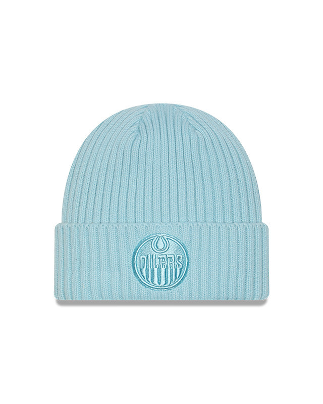 New Era Men's NHL Edmonton Oilers Color Pack Beanie Knit Toque aqua baby blue