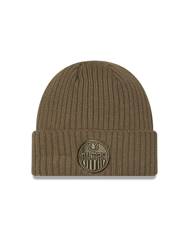 New Era Men's NHL Edmonton Oilers Color Pack Beanie Knit Toque olive dark green