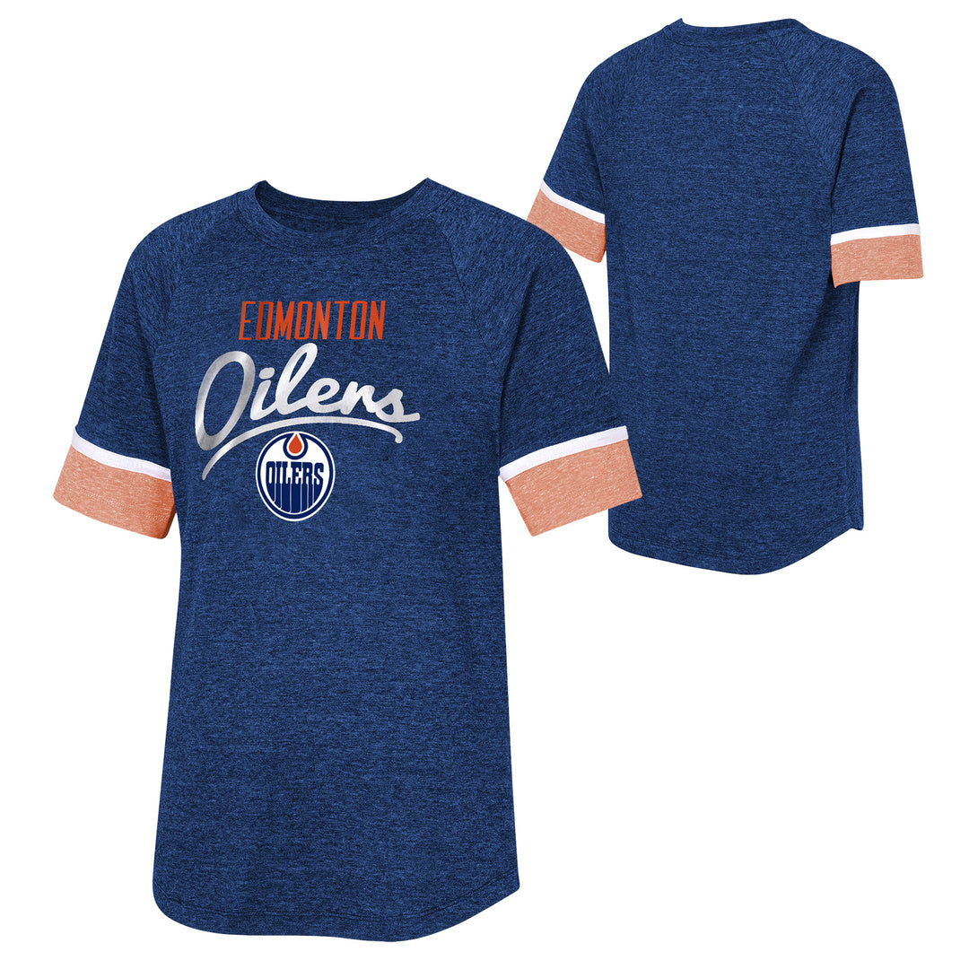 NHL Branded Girl's Edmonton Oilers Conqueress T-Shirt blue