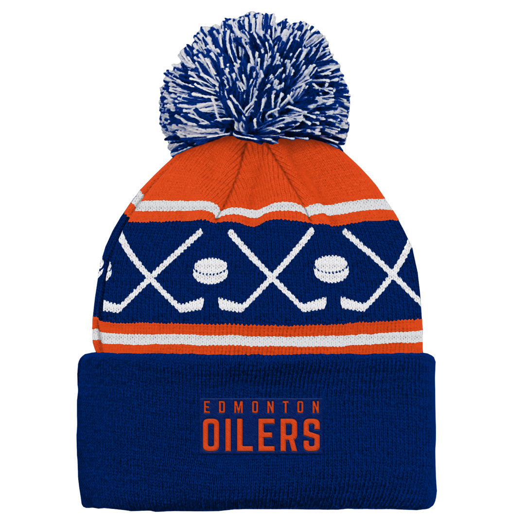 NHL Branded Infant Edmonton Oilers Face-Off Cuffed Pom Knit Toque Blue/Orange