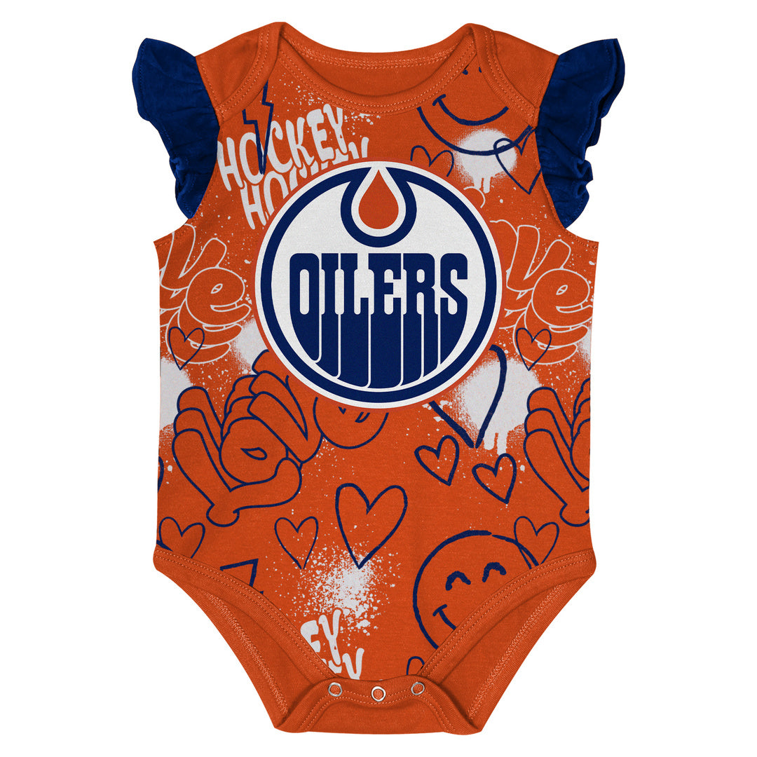 NHL Branded Infant Edmonton Oilers Team Star 2-Pack Creeper Set orange