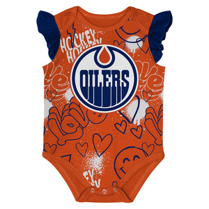 NHL Branded Infant Edmonton Oilers Team Star 2-Pack Creeper Set orange