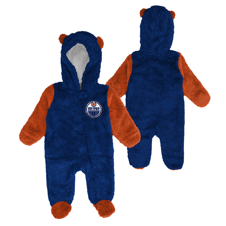 NHL Branded Newborn Edmonton Oilers Stay Napping Pajama Coverall blue orange