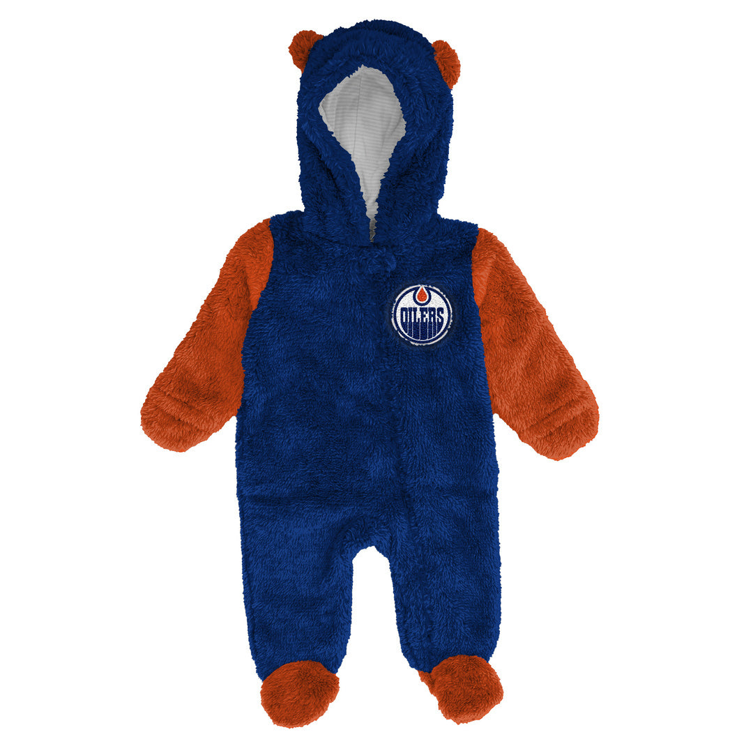 NHL Branded Newborn Edmonton Oilers Stay Napping Pajama Coverall blue orange