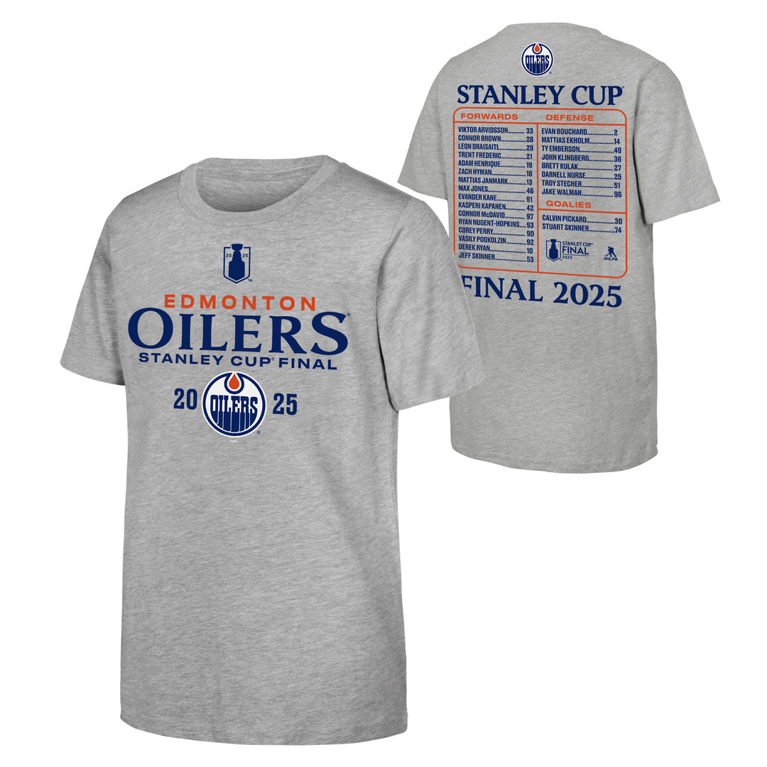 NHL Branded Youth Edmonton Oilers 2025 Stanley Cup Participant Roster T-Shirt grey