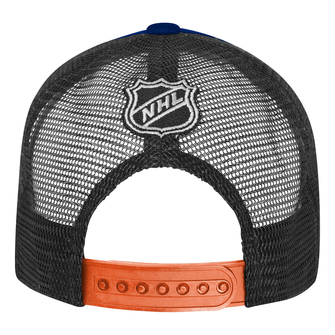 NHL Branded Youth Edmonton Oilers Essentials Trucker Hat Blue/Orange/Black