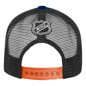 NHL Branded Youth Edmonton Oilers Essentials Trucker Hat Blue/Orange/Black