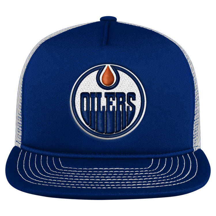 NHL Branded Youth Edmonton Oilers Foam Trucker Snapback Cap Blue/White
