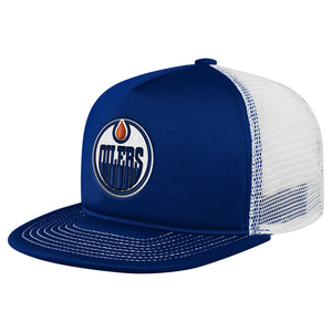 NHL Branded Youth Edmonton Oilers Foam Trucker Snapback Cap Blue/White