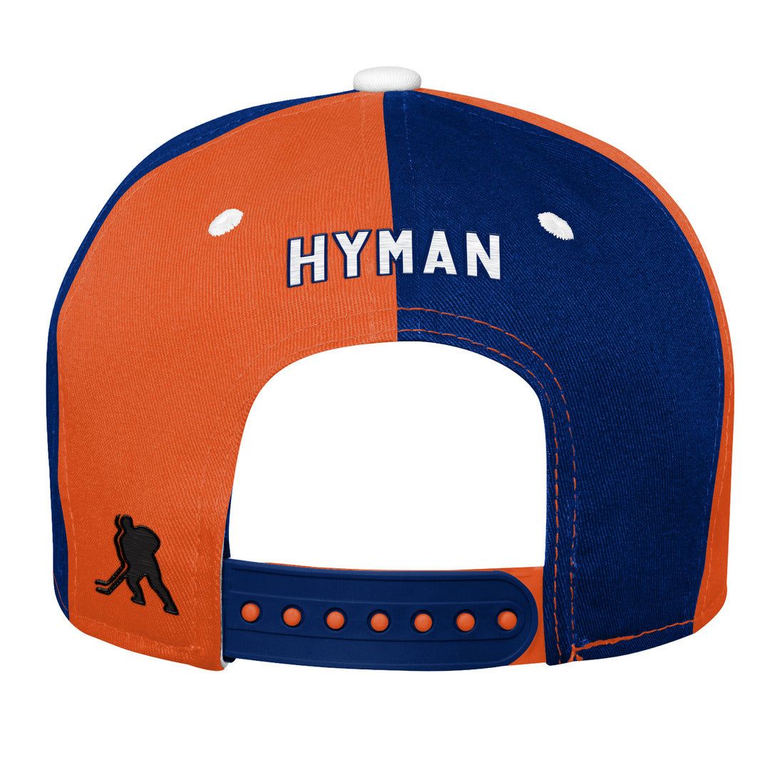 NHL Branded Youth Edmonton Oilers Zach Hyman Flatbrim Snapback Hat orange blue