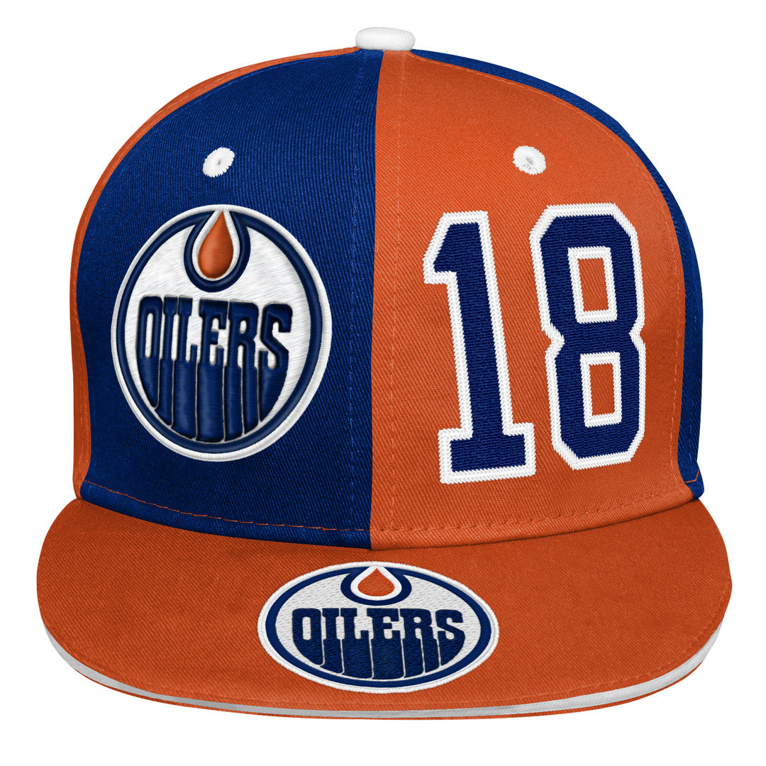 NHL Branded Youth Edmonton Oilers Zach Hyman Flatbrim Snapback Hat orange blue