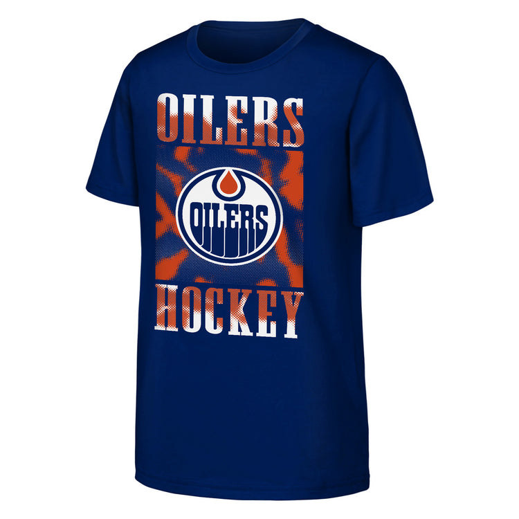 NHL Branded Youth Edmonton Oilers Garage Hero T-Shirt blue orange