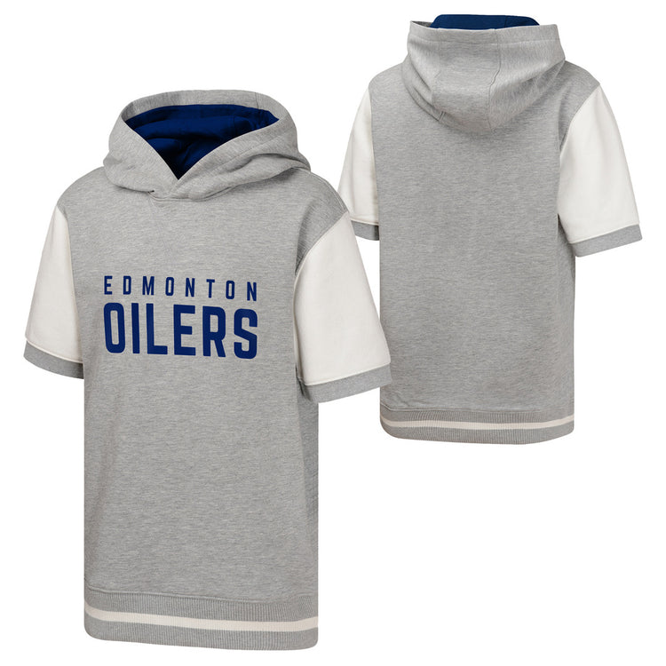 NHL Branded Youth Edmonton Oilers Line-Up Short Sleeve Hoodie grey cream white