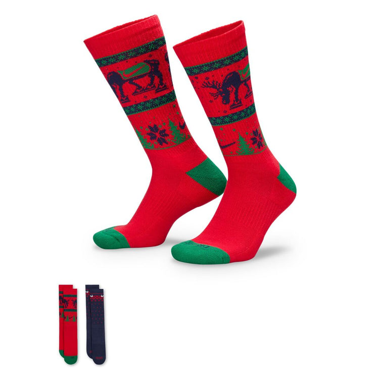 Nike Everyday Plus Christmas Crew Socks 2-Pack red navy blue