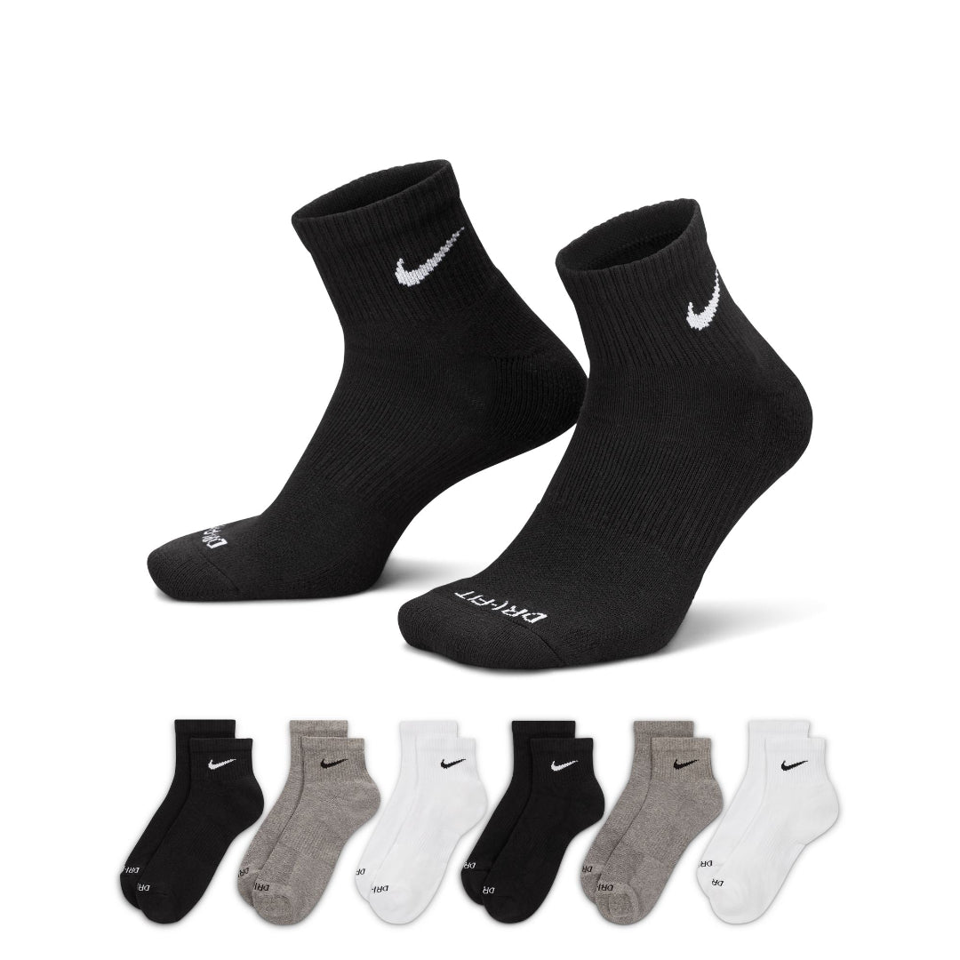 Nike Everyday Plus Cushioned Ankle Socks 6-Pack white black grey