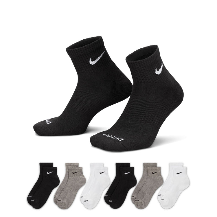 Nike Everyday Plus Cushioned Ankle Socks 6-Pack white black grey