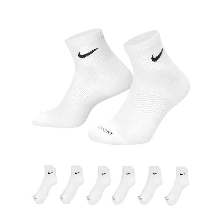 Nike Senior Everyday Plus Cushioned Low Cut Socks 6-Pack white