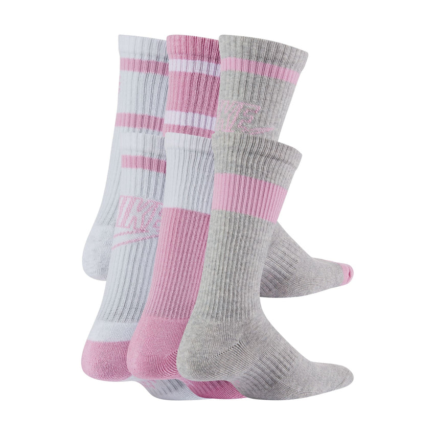 Nike Kids Everyday Crew Socks 6-Pack pink white grey