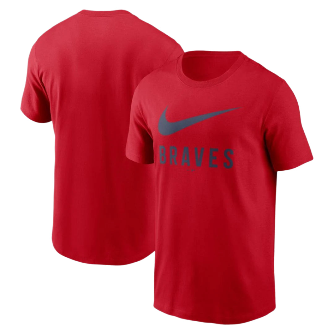Nike Men's MLB Atlanta Braves Swoosh Cotton T-Shirt red